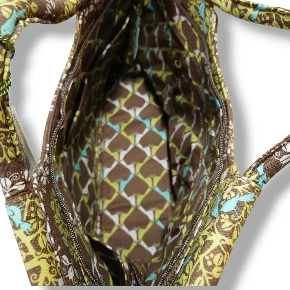 Vera Bradley Gabby Sittin In A Tree Retired Quilted Satchel Bird Brown NWT OS